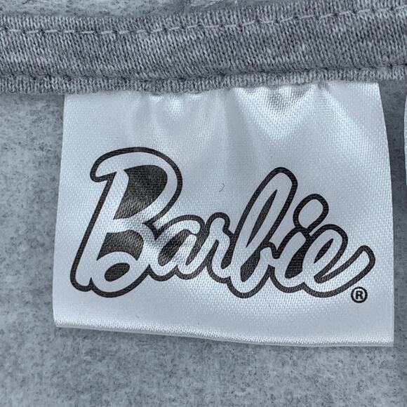 Barbie NWT Hoodie Gray Side Pockets Pullover Barbie Embroidered Size M - Picture 8 of 11